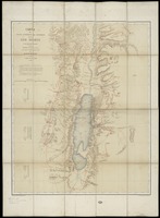 Carte du cours inférieur du Jourdain de la Mer Morte et des régions qui l'a voisinent / dressée par Mr. Vignes... assisté de Mr. Combe pendant leur voyage aver Mr. Le Duc de Luynes en 1864 ; Gravé par Erhard.