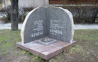 Panevezhis. Monument on the place there kenassa was situated.