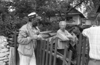 Satanov. V.Lukin interviews local inhabitant.