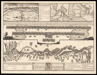 Prospettiva e pianta della citta e castelo di osseck, e del svo lvungo ponte, con loccvpatione del forte e rovina del medesimo ponte Gio. Giacomo de Rossi.