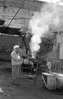 Samarkand, 1992. Mahalla. Plov cooking.