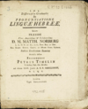 Dissertatio gradualis De pronuntiatione linguae Hebraeae / quam praeside Matth. Norberg ... ; respondens Petrus Timelin.