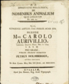 Dissertatio philologica De nominibus animalium quae leguntur Es. XIII, 21 / praeside Carolo Aurivillio ; submittit Petrus Holmberger ... die XII Junii, an. MDCCLXXVI.