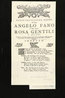 Nelle felicissime nozze del signor Angelo Fano e dellla signora Rosa Gentili.