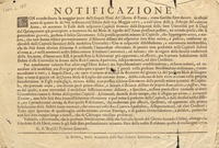 Notificazione : Non avendo finora la maggior parte delli singoli Ebrei del Ghetto di Roma ...