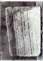 Gravestone found during construction work at the Wiener Hofburg: Top part of a broken gravestone.