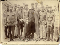Group of soldiers with crutches.