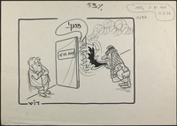 ערפאת יורק אש לחדר המו"מ [קריקטורה ללא כותרת].