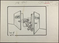 שרוליק עובר מתשנ"ה לתשנ"ו [קריקטורה ללא כותרת].