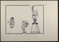 קלינטון, שרוליק וסדאם חוסיין [קריקטורה ללא כותרת].