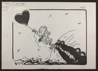קלינטון אוחז בבלון בצורת לב [קריקטורה ללא כותרת].