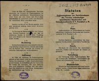 Statuten der Ergänzungskasse zur Darlehenskasse des Vereins selbständiger israelitischer Handwerker und Gewerbetreibender e.V., Frankfurt a.M.