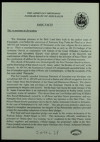 The Armenian Orthodox Patriarchate of Jerusalem : basic facts.