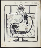 צילום רנטגן של קיבת הקולנל קדפי [קריקטורה].