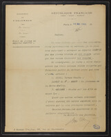 Lettre du Ministre des Colonies Lucie Dreyfus.