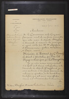 Lettre du Ministère des Colonies à Lucie Dreyfus,1896.