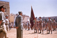 טקס הקמת צבא ההגנה לישראל בגימנסיה "רחביה" בירושלים בזמן קרבות מלחמת העצמאות