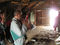 Photograph of: Synagogues in Lithuania: A Catalogue Project team documenting the wooden synagogue in Troškūnai.