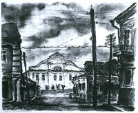 Photograph of: Great Synagogue in Ukmergė (Vilkomir) - old depictions.