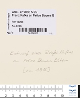 Franz Kafka an Felice Bauers Eltern (Entwurf).