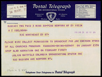 Various letters: Columbia Broadcasting System, New York - A. Z. Idelsohn (manuscript). 1936, January-March