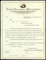 Various letters: Deutsche Grammophon Aktiengesellschaft, Berlin - A. Z. Idelsohn (manuscript). 1921, November