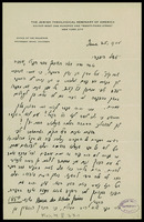 Correspondence with institutions: Jewish Theological Seminary of America - A. Z. Idelsohn (manuscript). 1924-1934, June-September