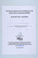 Memorandum from ORT Warsaw to the Central Board of ORT in Berlin regarding the transfer of money from Poland to help homeless people in Ukraine.