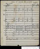 Saul at Ein Dor : [opera concertante for mezzo-soprano, tenor, baritone, narrator and chamber orchestra] (manuscript) / [Josef Tal ; text, Samuel I, 28:3-25 ; English version, R. Vernon ; German version, R.G. Wolfsohn].