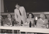 Kiryat Gat - Visit to the Shafir Regional Council led by Sir Henry d'Avigdor Goldsmid. Speaking: Sir d'Avigdor Goldsmid, to his right: his wife, Mrs Rosemary Margaret (Nicholl) Goldsmid.