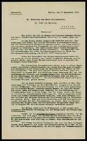 Kopie eines Briefes der deutschen Friedensgesellschaft an den Reichskanzler Graf von Hertling.