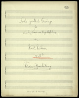 8 Geistliche Gesange. Op. 3a (manuscript).