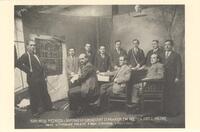 Professor G. Papier of Warsaw conducts a class in fashion design for tailors. Tarnów, Cracow province, 1928.