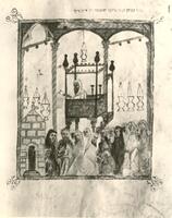 Reading of the Haggadhah in the Synagogue.