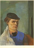 Self-portrait with canvas.