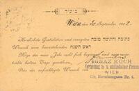 (Wien) den (30) September 190(2). Herzlicvste Gratulation und innigsten כתיבה וחתימה טובה.