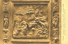 Firenze - Battistero - Porta in Bronzo all'Est Abramo ospita gli Angeli e Sacrificio di Isacco (L. Ghiberti).