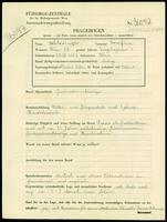Applicant: Schlesinger, Josefine; born 23.3.1887 in Vienna (Austria); single.