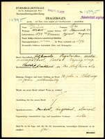 Applicant: Grün, Mór; born 20.2.1873 in Ujpest (Hungary); married.