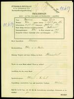 Applicant: Hausner, Esra; born 26.7.1888 in Jazlowice (Ukraine); married.
