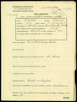 Applicant: Deutsch, Robert; born 7.8.1906 in Dunajská Streda (Slovakia); single.