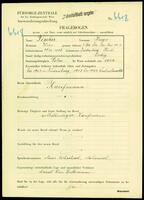 Applicant: Fischer, Hugo; born 28.12.1896 in Judenburg (Austria); single.