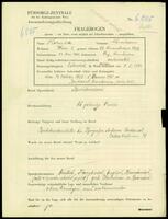 Applicant: Hornik, Abraham; born 11.5.1902 in Dej (Romania); married.