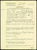 Applicant: Löbl, Elfred; born 13.4.1885 in Královské Vinohrady (Prague, Czech Republic); divorced.