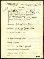 Applicant: Baltuch, Fanni; born 15.9.1887 in Grzymałów (Ukraine); widowed.