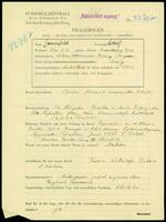 Applicant: Sonnenfeld, Adolf; born 14.2.1906 in Bosing (Slovakia); single.