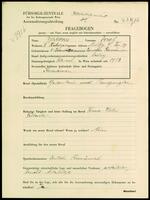 Applicant: Berkovies, Josef; born 10.12.1888 in Dorohoi (Romania); single.