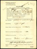 Applicant: Blum, Josef; born 25.11.1876 in Mährisch-kromau; married.