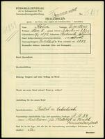 Applicant: Kohn, Ernestine; born 3.4.1872 in Strakonitz, Böhmen; widowed.