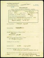 Applicant: Tischler, Samuel; born 10.9.1901 in Stupava (Slovakia); single.